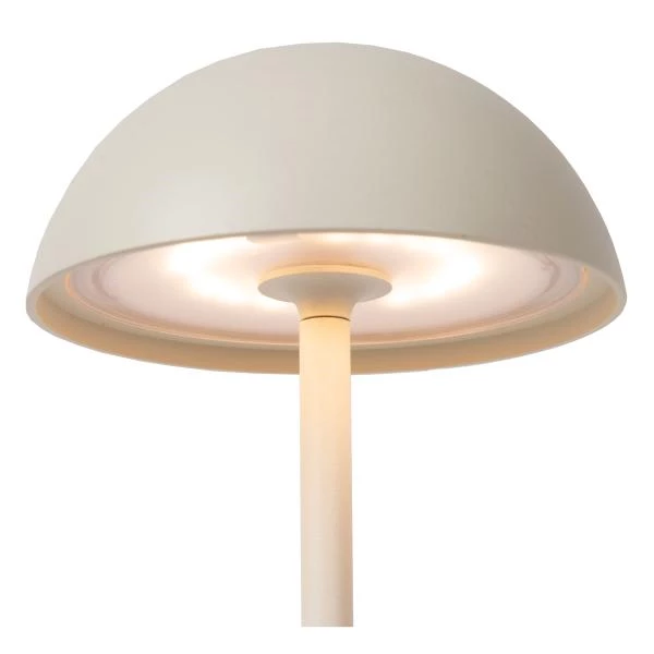 Lucide JOY - Lámpara de mesa Recargable Dentro/Fuera - Batería/acumulador - Ø 12 cm - LED Regul. - 1x1,5W 3000K - IP54 - Blanco - detalle 3